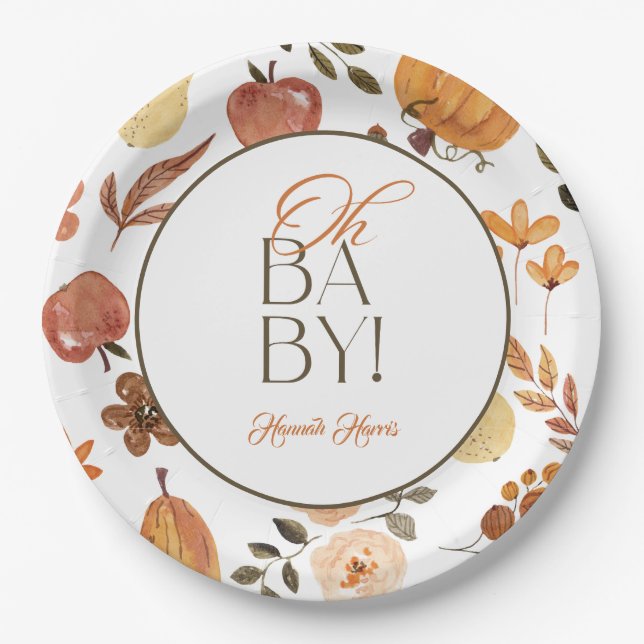 Fall Theme Baby Shower Invitation Pappteller (Vorderseite)