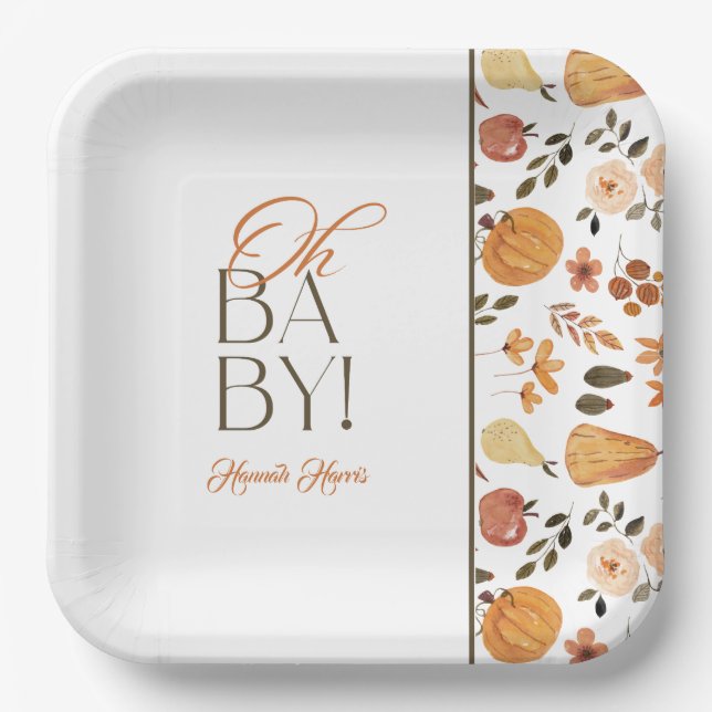 Fall Theme Baby Shower Pappteller (Vorderseite)