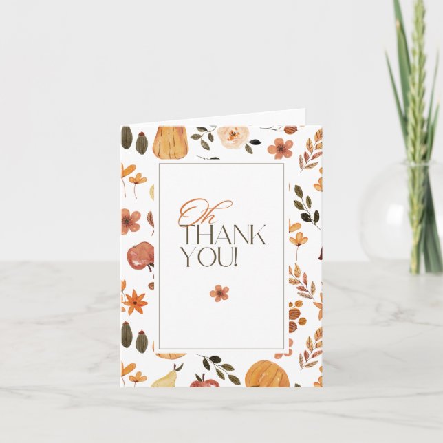 Fall Theme Baby Shower Thank You Card Dankeskarte (Vorderseite)