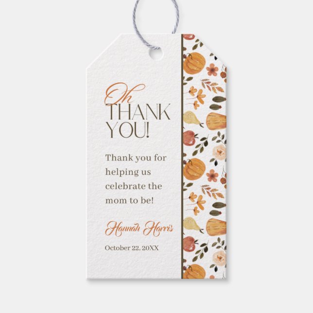Fall Theme Baby Shower Thank You  Geschenkanhänger (Vorderseite)