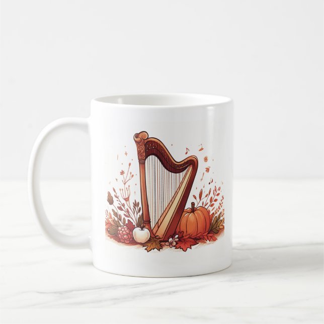 Fall Theme Harp Pumpkin Tasse (Links)