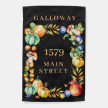 Fall Themed Name and Address Garden Flag