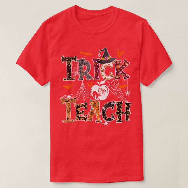 Fall Themed Thanksgiving Halloween Teacher Trick O T-Shirt (Design vorne)