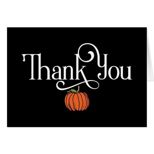 Fall Themed Vielen Dank mit Small Orange Pumpkin (Vorderseite (Horizontal))