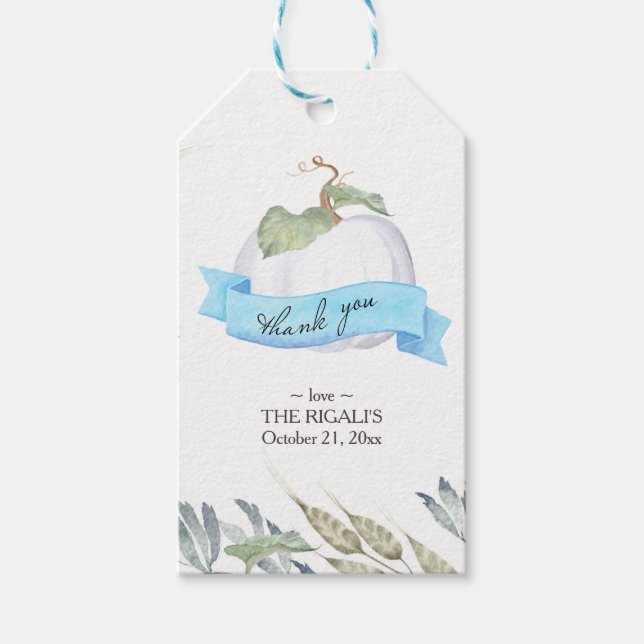 Fall Themed Wassercolor White Pumpkin Geschenkanhänger (Vorderseite)