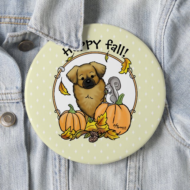 Fall Tibetischer Spaniel (braun) Dog Pumpkins Nied Button (Beispiel)