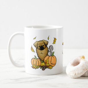 Fall Tibetischer Spaniel (braun) Dog Pumpkins Nied Kaffeetasse