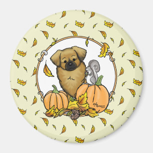 Fall Tibetischer Spaniel (braun) Dog Pumpkins Nied Magnet