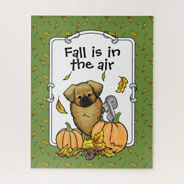Fall Tibetischer Spaniel (braun) Dog Pumpkins Nied Puzzle (Vertikal)