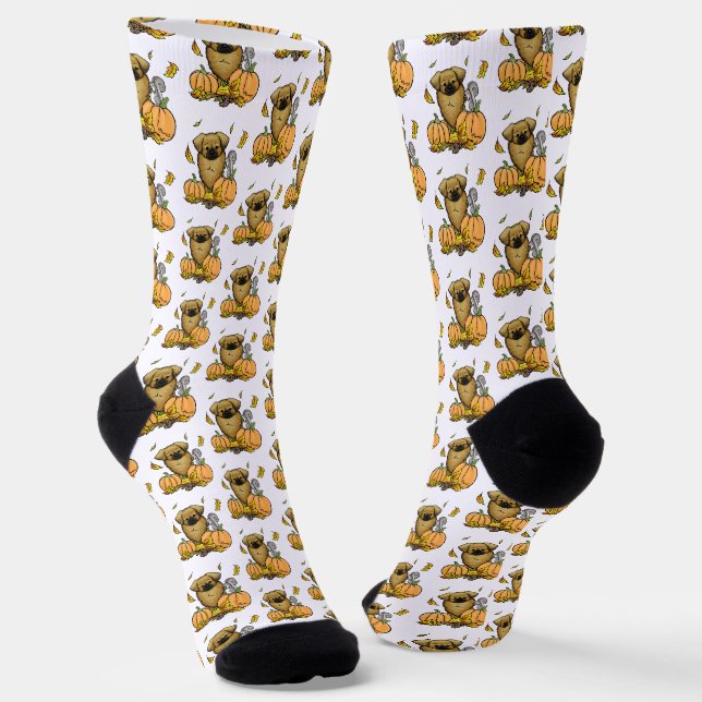 Fall Tibetischer Spaniel (braun) Dog Pumpkins Nied Socken (Gewinkelt)