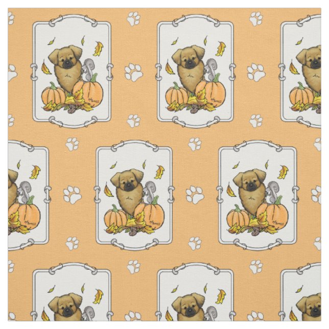 Fall Tibetischer Spaniel (braun) Dog Pumpkins Nied Stoff (Muster)