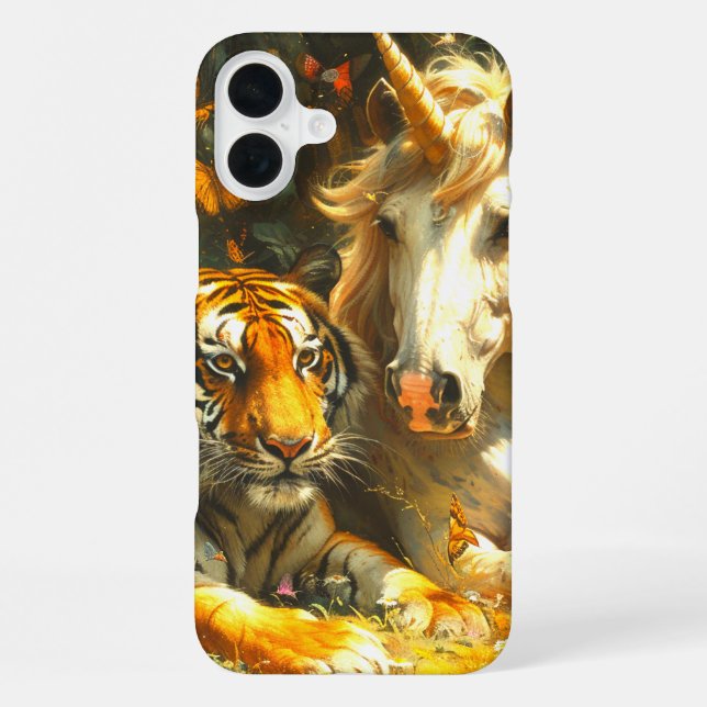 Fall Tiger und Unicorn iPhone Hülle (Rückseite)