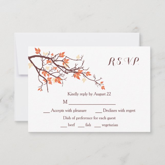 Fall Tree Branch Wedding RSVP Card (Vorderseite)
