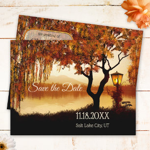 Fall Tree Lake View Save the Date Postkarte