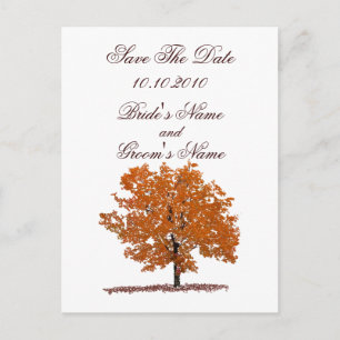 Fall Tree Save the Date Postkarte. Ankündigungspostkarte