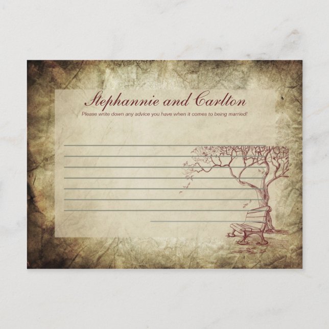 Fall Tree Wedding Writable Advice Card Hinweiskarte (Vorderseite)