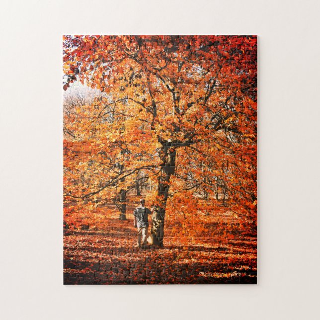 Fall Trees Fallen Blätter Puzzle (Vertikal)