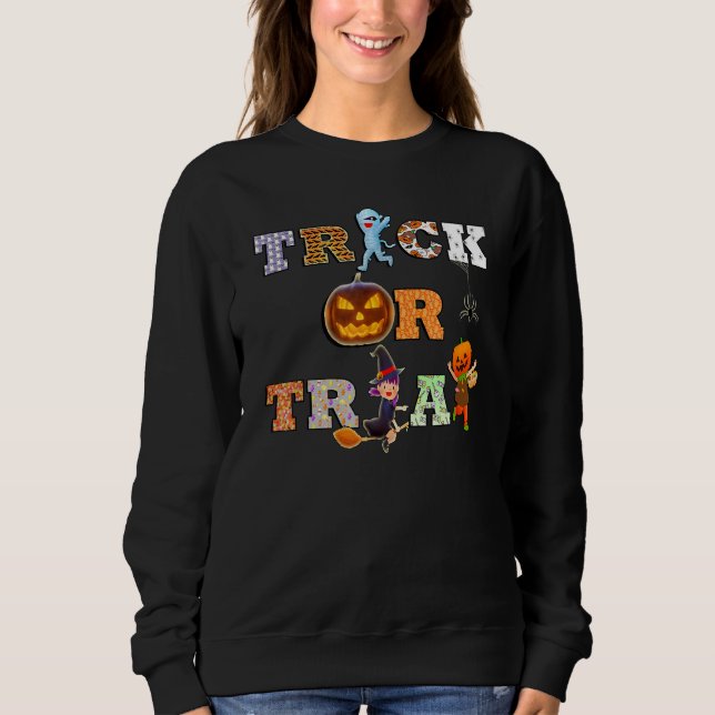 Fall Trick oder Treat Halloween Sweatshirt (Vorderseite)