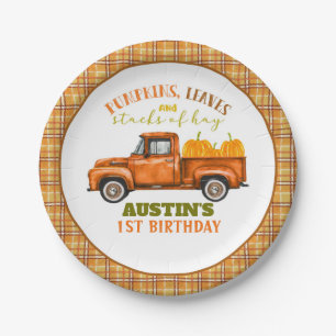 Fall Truck Birthday Plate - Custom Pappteller