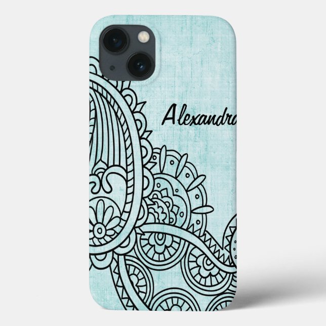 Fall Turquoise Mehndi Motif iPad Case-Mate iPhone Hülle (Rückseite)
