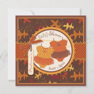 Fall Tutus & Herbst Leaves Twin Girls Babydusche Einladung