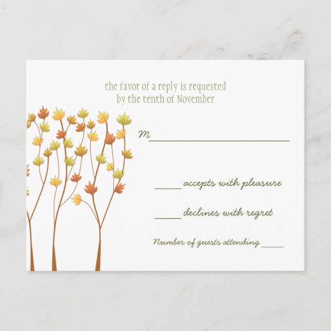 Fall-Twig-Tree - Antwortkarte Einladungspostkarte (Vorderseite)