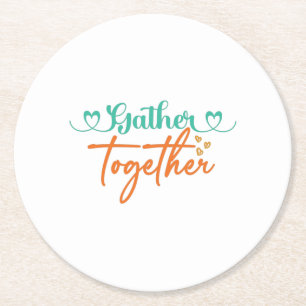 Fall Typografy Design - Herbst zusammenbringen Runder Pappuntersetzer