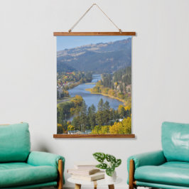 Fall über Clearwater River Idaho Wandteppich Mit Holzrahmen