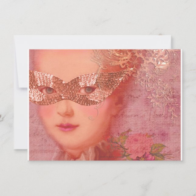 Fall-und Winter-Ball-Maskerade Marie Antoinette Einladung (Vorderseite)