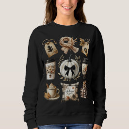 Fall Vibe Autumn Thanksgiving Pumpkin Coquette Bow Sweatshirt