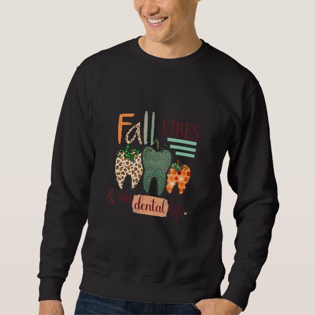 Fall Vibes And That Dental Life Leopard Pumpkin De Sweatshirt (Vorderseite)