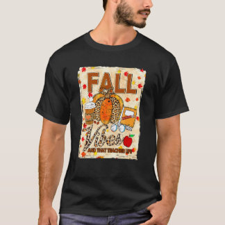 Fall Vibes And That Teacher Life Bleached Leopard T-Shirt