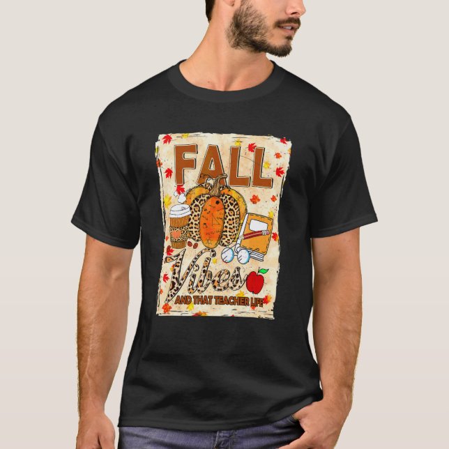 Fall Vibes And That Teacher Life Bleached Leopard  T-Shirt (Vorderseite)