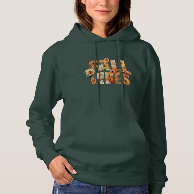 Fall Vibes Aquarell Wildblumen Herbstblätter Hoodie (Vorderseite)