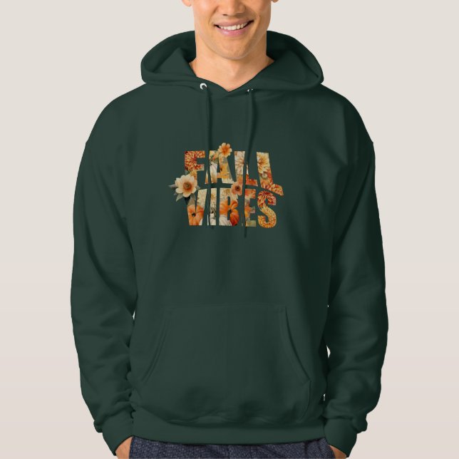 Fall Vibes Aquarell Wildblumen Herbstblätter Hoodie (Vorderseite)