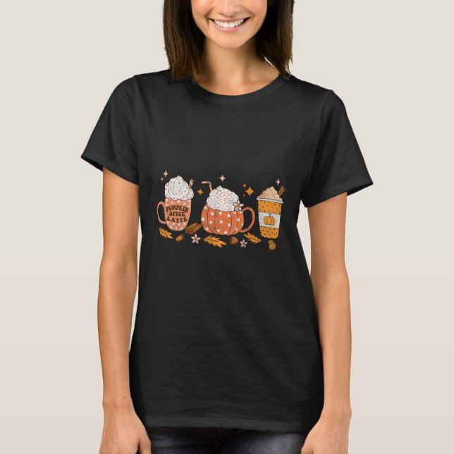 Fall Vibes Autumn Pumpkin Speckkaffee T-Shirt (Vorderseite)