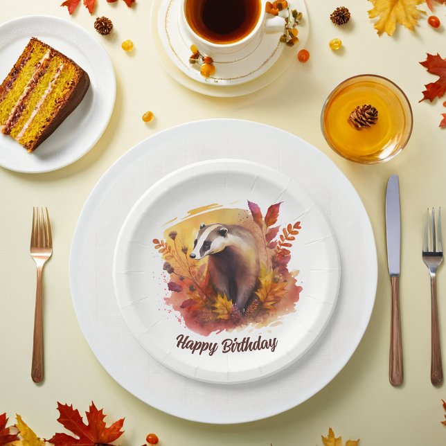 Fall vibes Badger - Geburtstag Pappteller (Von Creator hochgeladen)