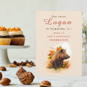 Fall vibes Boar - Einladungskarte zum Geburtstag Einladung