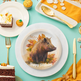 Fall vibes Boar - Geburtstag Pappteller