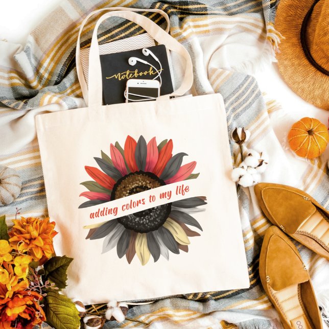 Fall Vibes Boho Sonnenblume Farbenfrohe Herbsttasc Tragetasche (Von Creator hochgeladen)