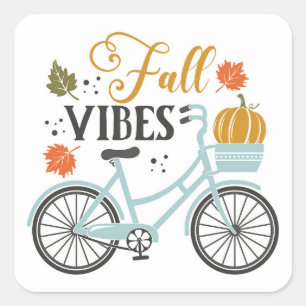 Fall Vibes by Bicycle Quadratischer Aufkleber