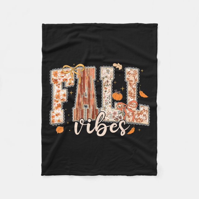Fall Vibes Coquette Bow Pumpkin Erntedank Autum Fleecedecke (Vorderseite)