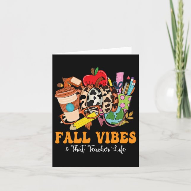 Fall Vibes, dass Lehrer Life Leopard Pumpkin Fall Karte (Vorderseite)
