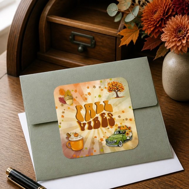 Fall Vibes Farbaufkleber Quadratischer Aufkleber (Von Creator hochgeladen)