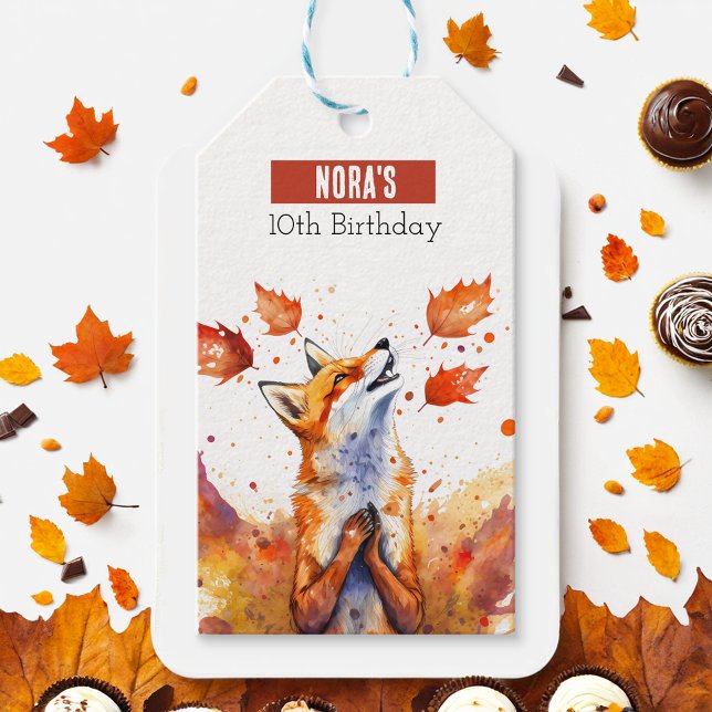 Fall vibes Fox - Geburtstagsparty - Geschenkanhänger (Von Creator hochgeladen)