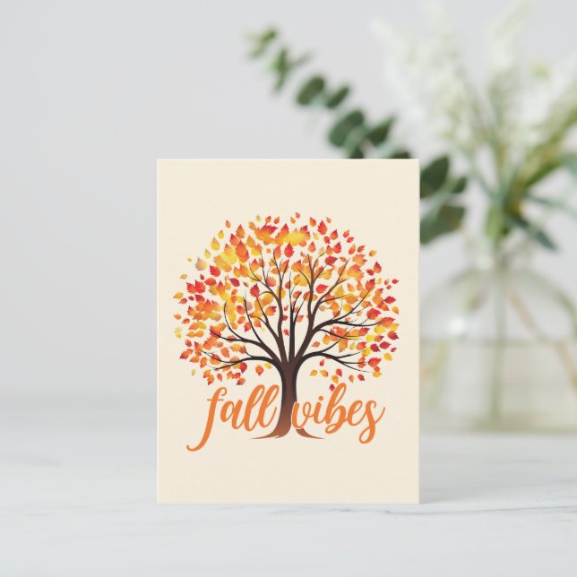 Fall Vibes - Gemütlicher Fall Tree Postkarte (Stehend Vorderseite)