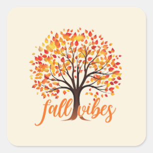 Fall Vibes - Gemütlicher Fall Tree Quadratischer Aufkleber