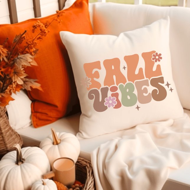 Fall Vibes Groovy Retro Fall Kissen (Von Creator hochgeladen)