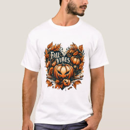 Fall Vibes Halloween Pumpkin Design T - Shirt