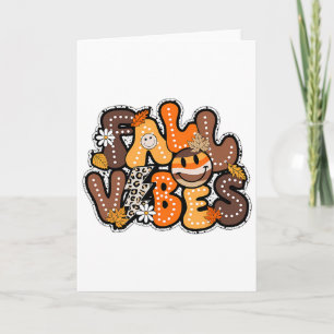 Fall Vibes Hello Fall Groovy Herbst Vintag Dank Karte